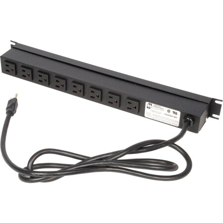 Rack Solutions 15Amp Power Strip w/ 15Ft Cord. 8 Recepticles Rear Facing. Nema 5-15 PS19-R8-15-K